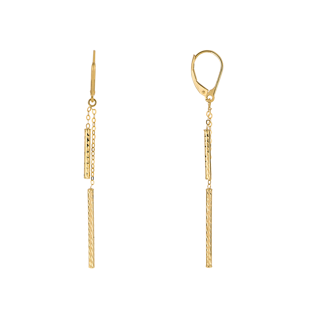 Foto 2 pulgar | Aretes Zekie 7078 Oro 14k Amarillo Barra Diamantados