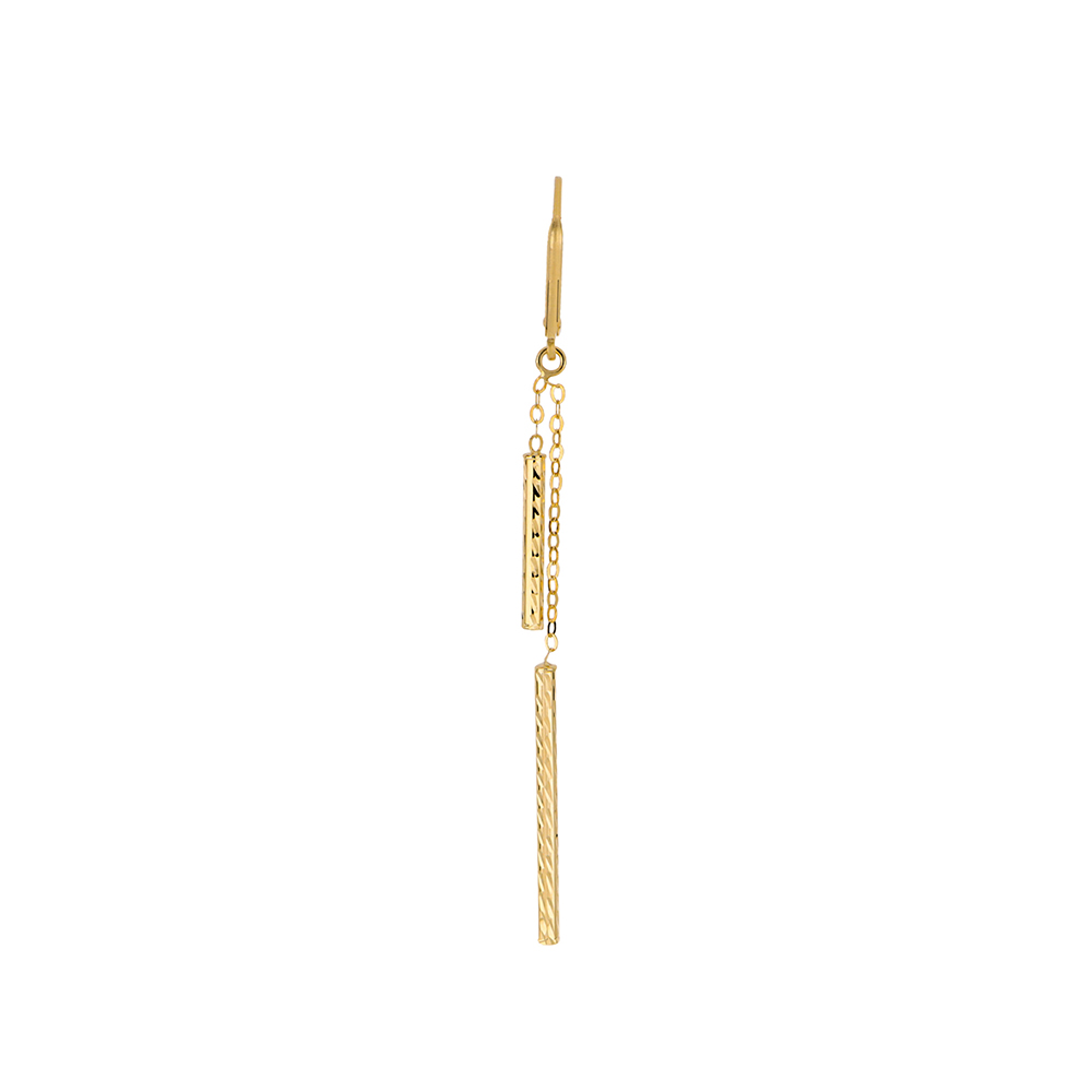 Foto 3 pulgar | Aretes Zekie 7078 Oro 14k Amarillo Barra Diamantados