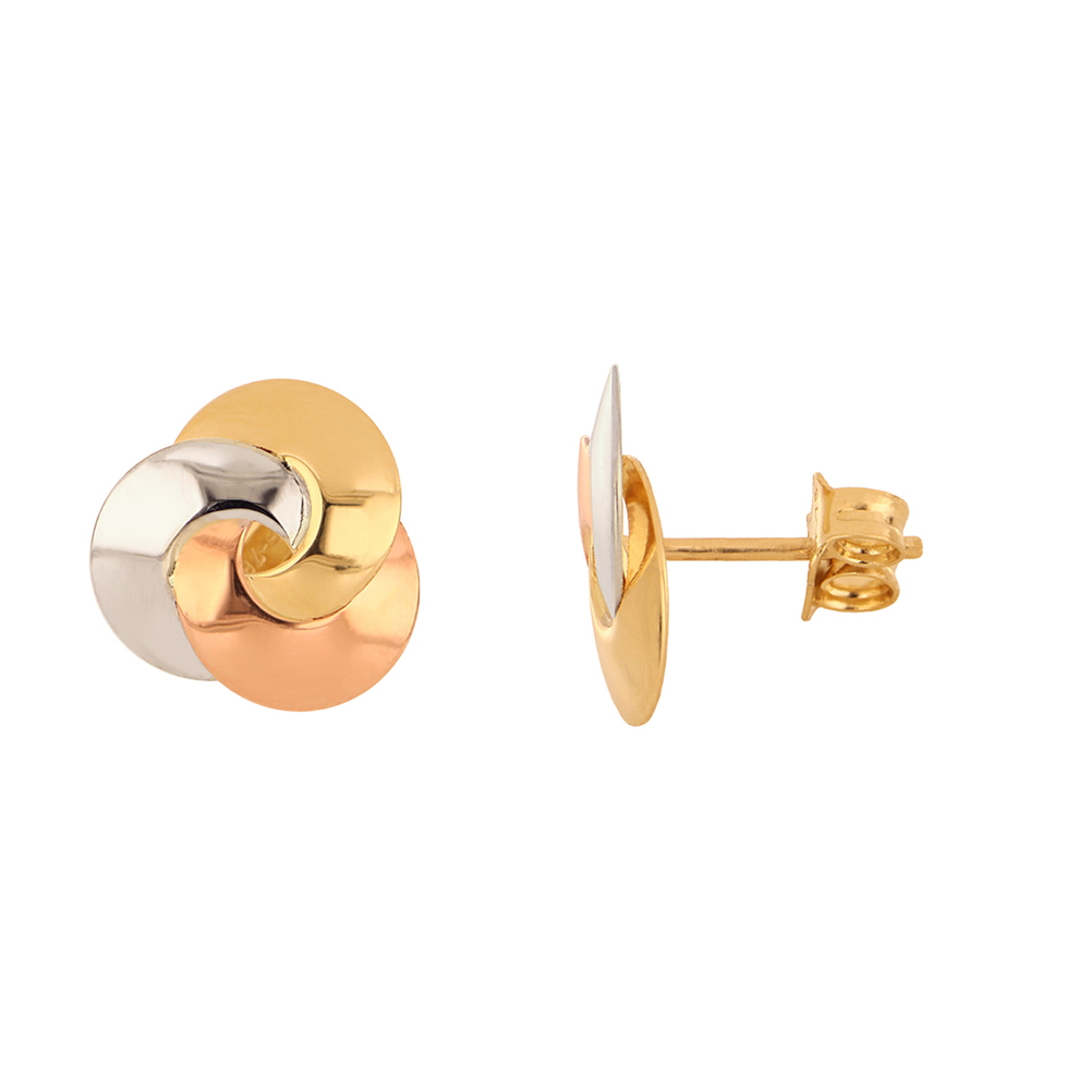 Foto 1 | Aretes Zekie 7093 Oro 14k  Amarillo Blanco Y Rosa