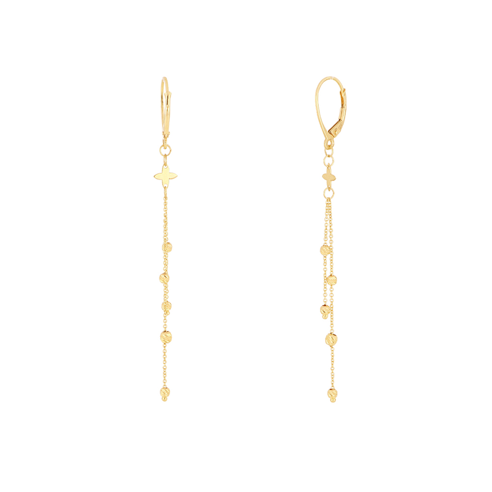 Foto 2 pulgar | Aretes Zekie 7139 Oro 10k Amarillo Largos De Flor