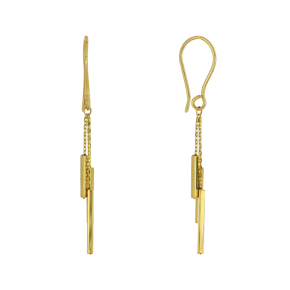 Foto 2 pulgar | Aretes Zekie 7174 Oro 14k Amarillo Barra Largas