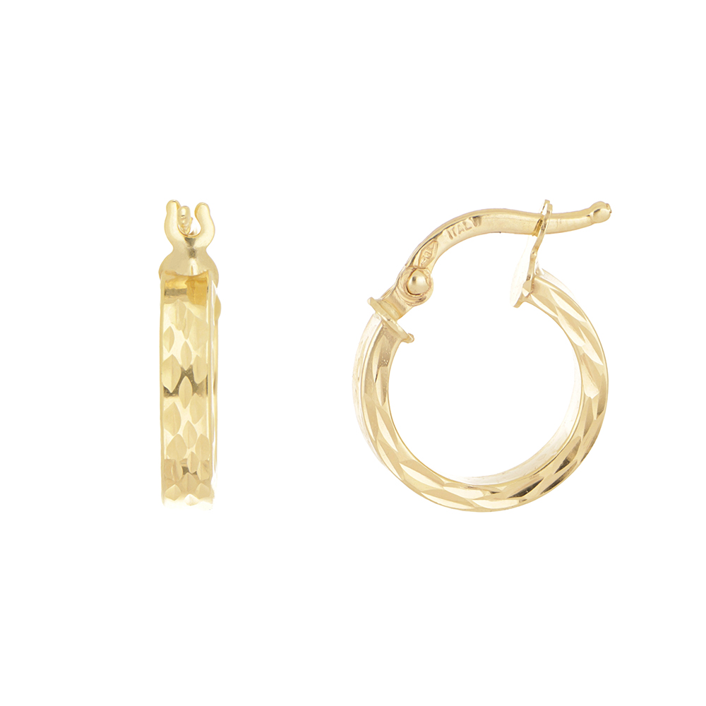 Arracadas Zekie 7116 Oro 14k Amarillo Tubo Diamantado