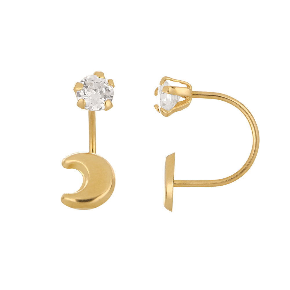 Foto 2 pulgar | Aretes Zekie 7278 Oro 10k Amarillo Luna