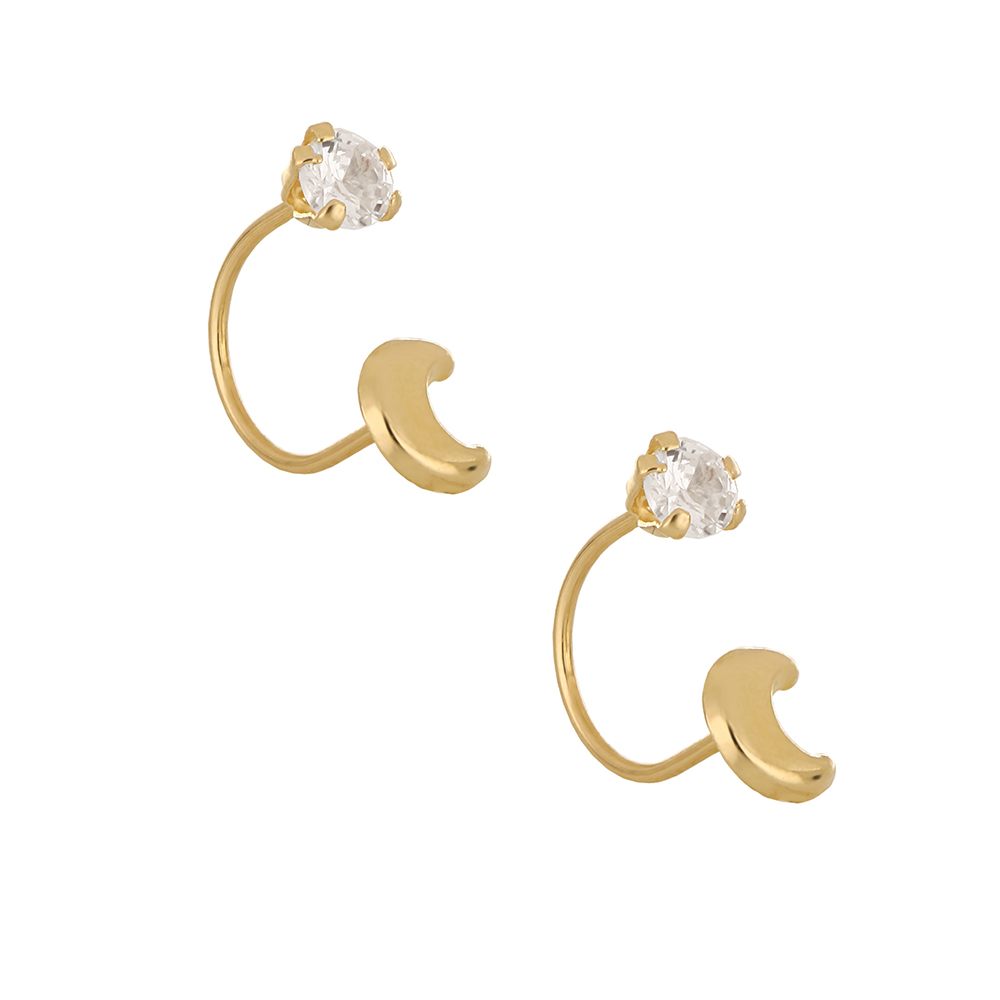 Foto 3 pulgar | Aretes Zekie 7278 Oro 10k Amarillo Luna