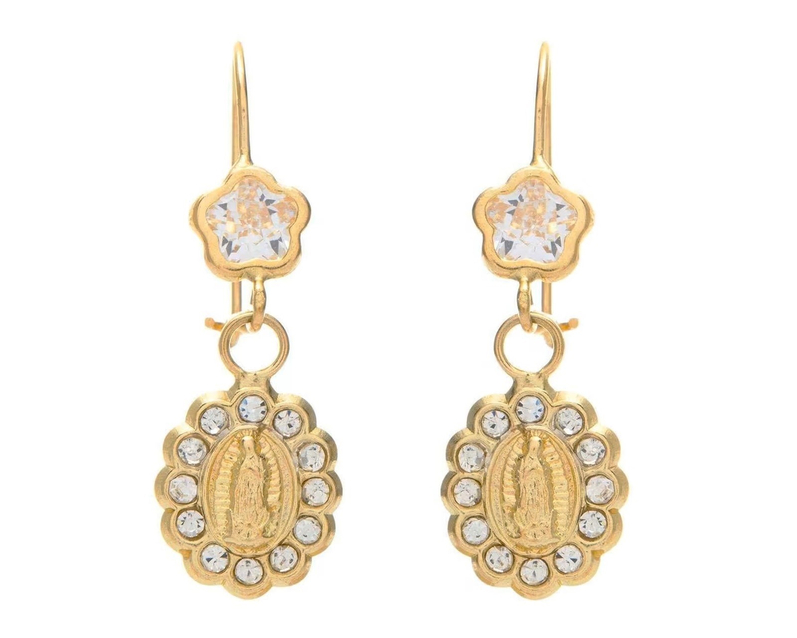 Arete Oval Guadalupe Oro 10k Horoz C686 $2,809