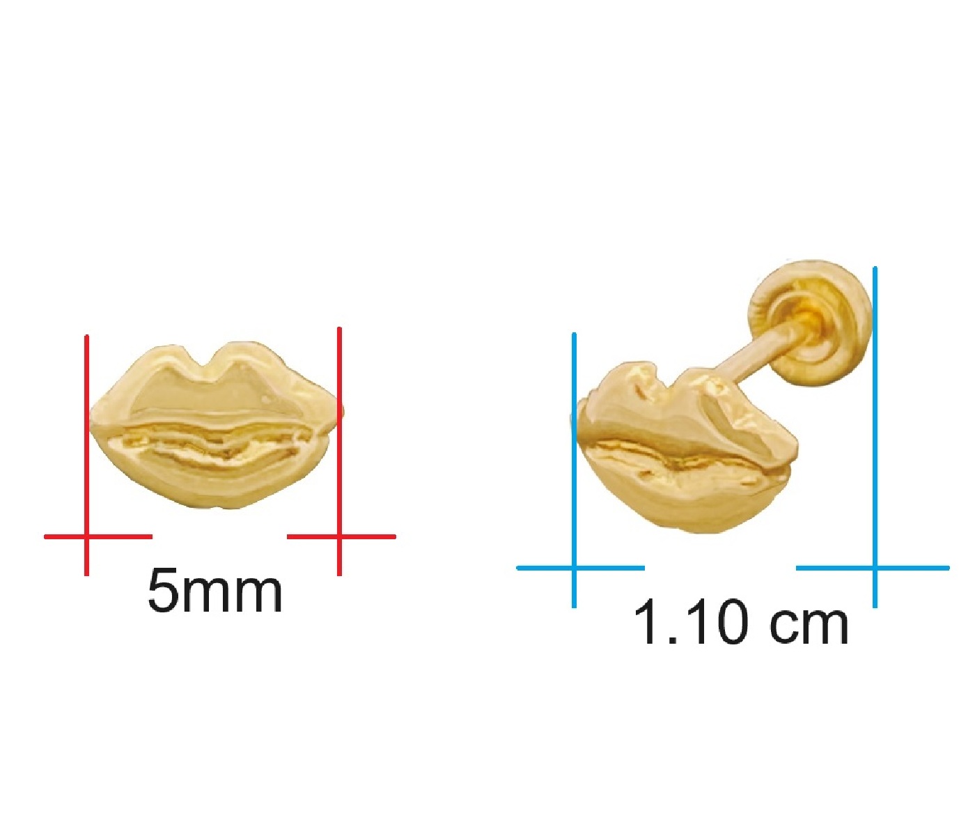 Foto 6 pulgar | Broquel Oro 10k Horoz Labios C499