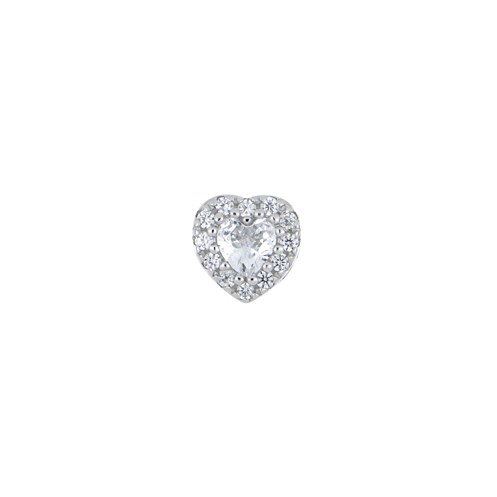 Foto 3 pulgar | Broquel Zekie 3013 Plata 0.925 Corazón Y Zirconias