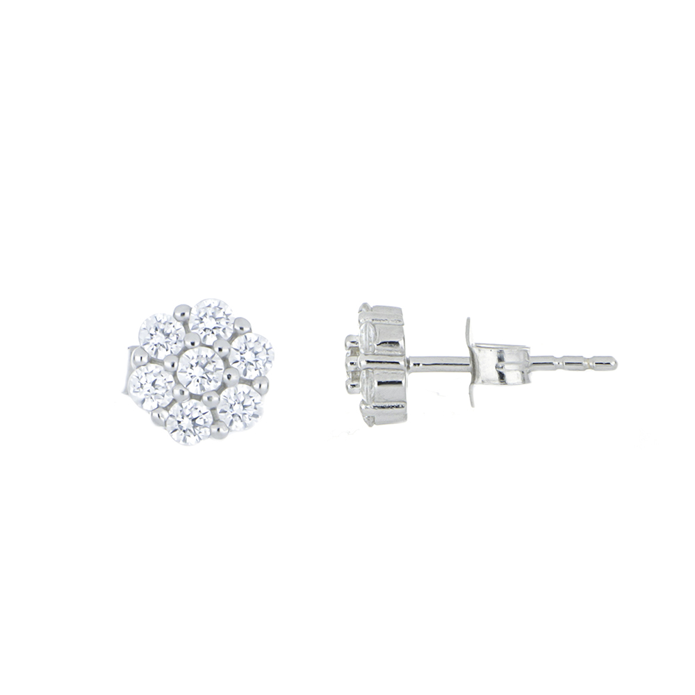 Foto 2 pulgar | Broquel Zekie 3017 Plata 0.925 Flor Con Zirconias