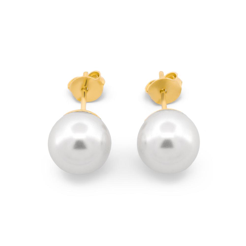 Foto 3 pulgar | Aretes Perla Natural Para Dama Oro Sólido 14k