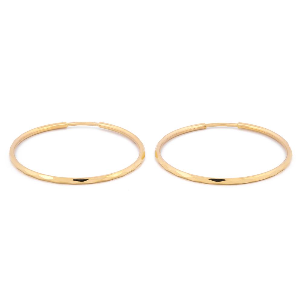 Foto 3 pulgar | Arracadas Facetadas Oro Sólido 2.4 Cm Oro Sólido 10k