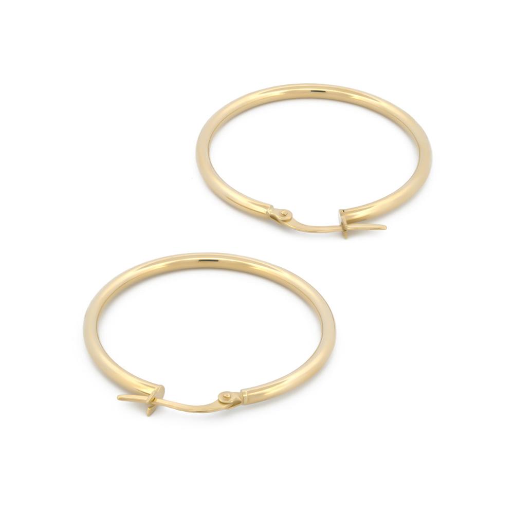 Foto 3 pulgar | Hermosas Arracadas Lisas 2.9 Cm Oro Italiano Sólido 14k