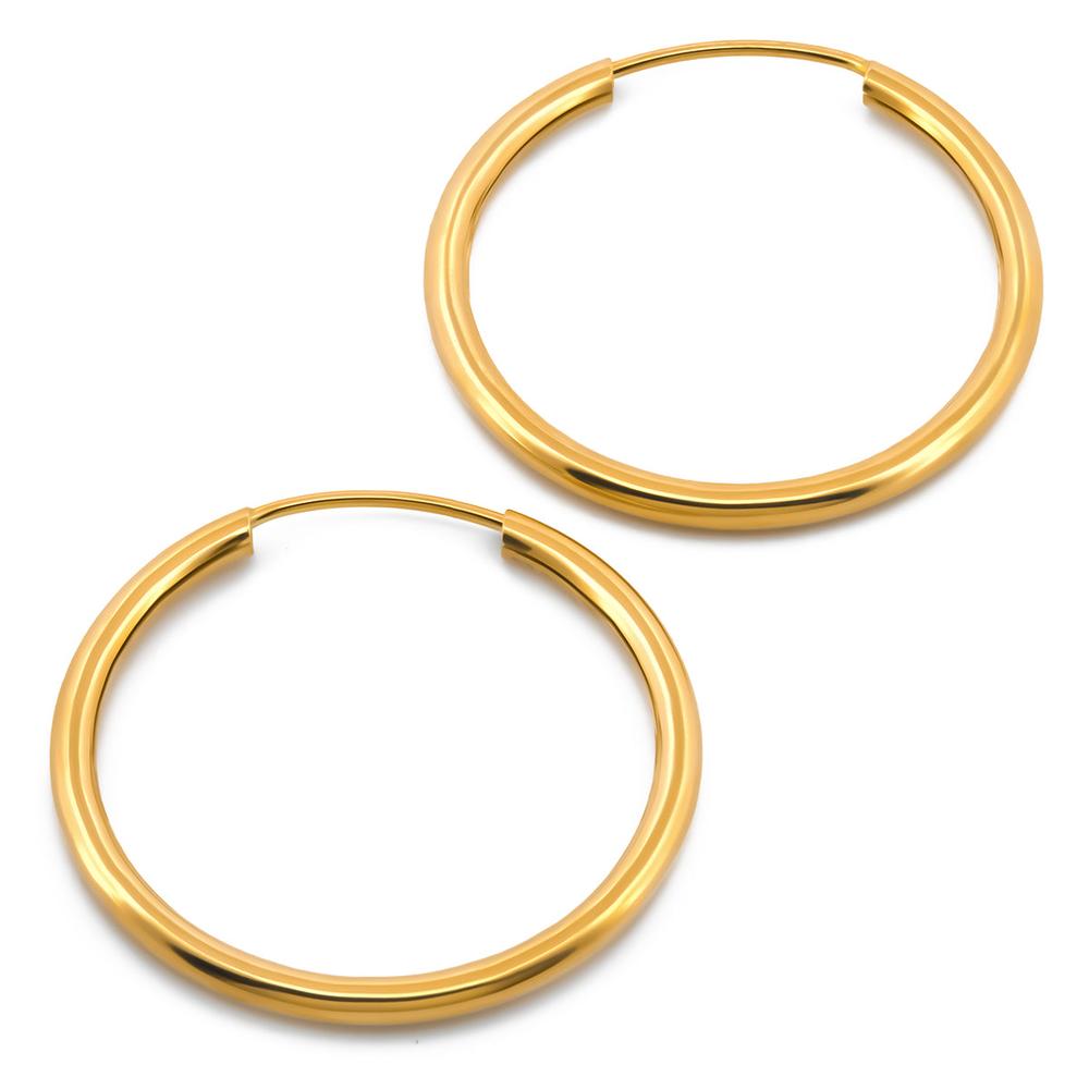 Foto 3 pulgar | Arracadas Lisas Clásicas 2.9 Cm Oro Sólido 14k
