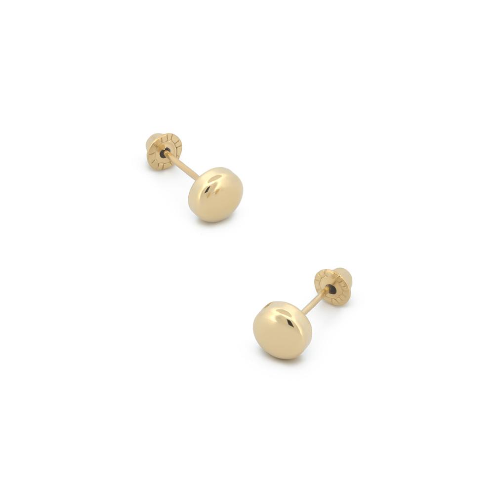 Foto 2 pulgar | Arete Broquel De Bola Plana 5 Mm Oro Sólido 14k