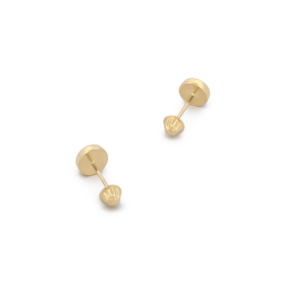 Foto 3 pulgar | Arete Broquel De Bola Plana 5 Mm Oro Sólido 14k