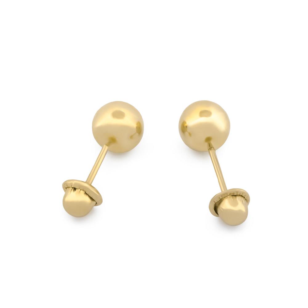 Foto 2 | Arete Broquel De Bola 3 Mm Oro Sólido 14k