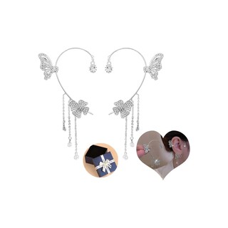 Foto 4 | Aretes De Mariposas Clip Largos 2 Piezas Lab.g Plata