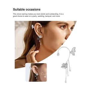 Foto 5 | Aretes De Mariposas Clip Largos 2 Piezas Lab.g Plata