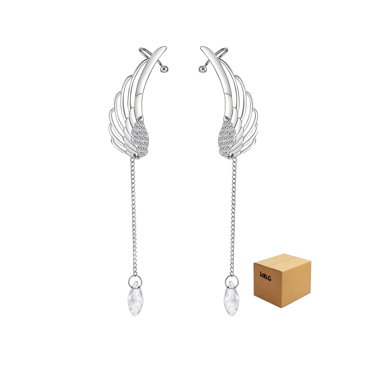 Aretes Alas De Angel Y Perla Cruzado Trepador  Lab.g Plata