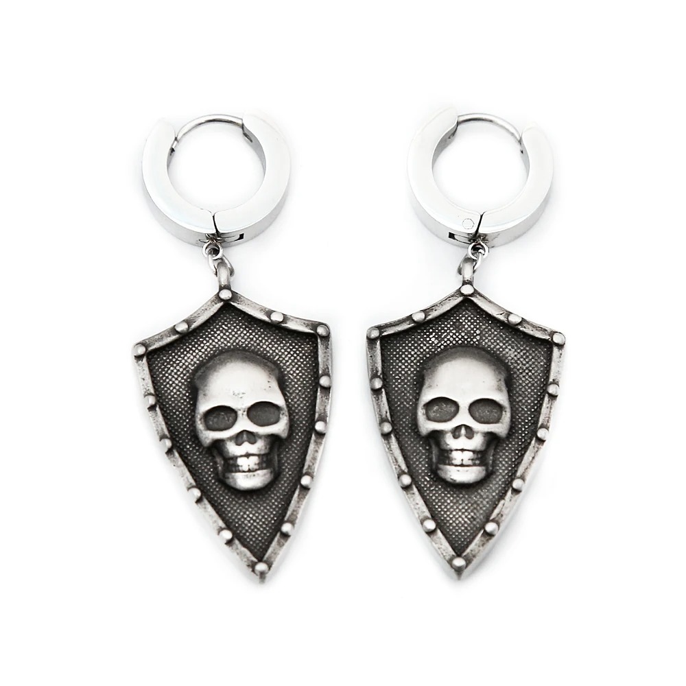 Foto 2 pulgar | Aretes Chulada  Escudo Calavera De Acero Inoxidable Hipoalergénico