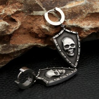 Foto 3 | Aretes Chulada Escudo Calavera De Acero Inoxidable Hipoalergénico