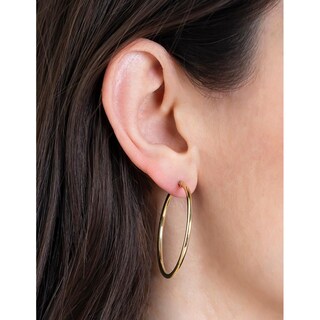 Foto 4 | Arracadas Lisas 3.9 Cm Oro Sólido 14k