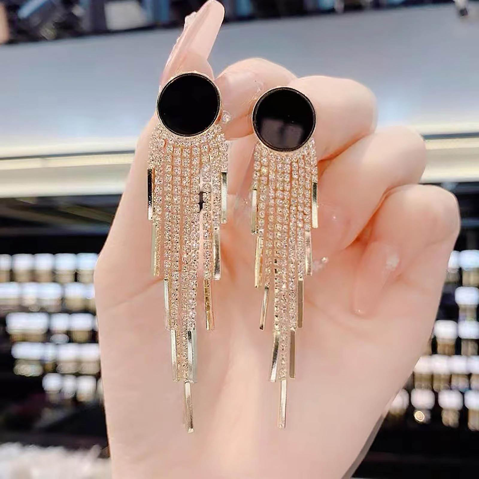 Foto 5 pulgar | Pendientes Huoguo Con Diamantes De Imitación Blancos En Polvo Y Piedra Ojo De Gato - Venta Internacional.