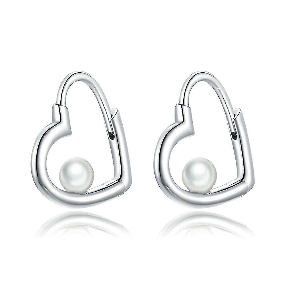 Foto 2 pulgar | Pendientes Huoguo Con Forma De Corazón  Chapados En Plata  Para Mujer - Venta Internacional.