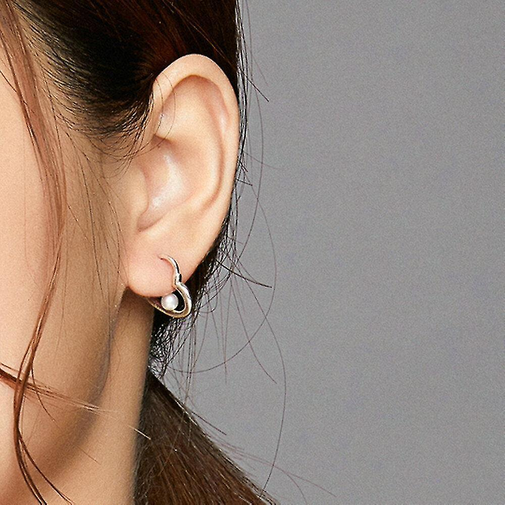 Foto 3 pulgar | Pendientes Huoguo Con Forma De Corazón  Chapados En Plata  Para Mujer - Venta Internacional.