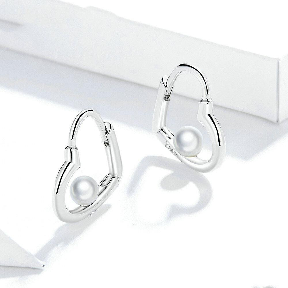 Foto 4 pulgar | Pendientes Huoguo Con Forma De Corazón  Chapados En Plata  Para Mujer - Venta Internacional.