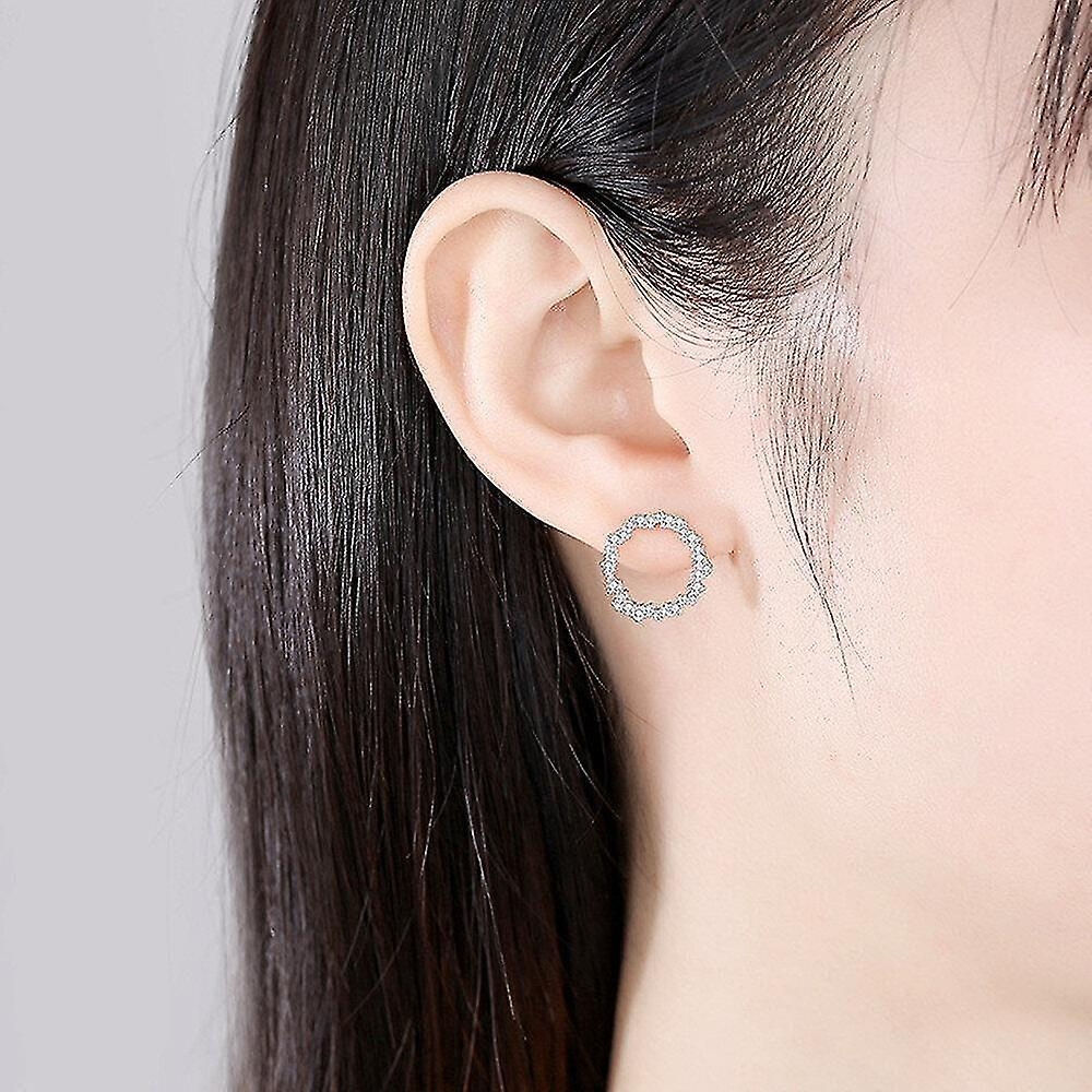 Foto 3 pulgar | Pendientes Huoguo Chapados En Plata  Sencillos Y Modernos Para Mujer - Venta Internacional.