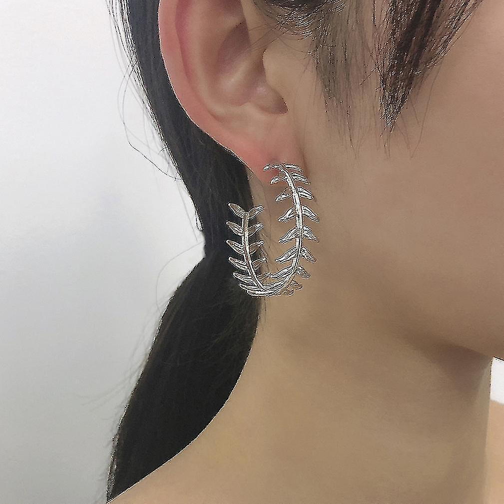 Foto 2 | Pendientes Huoguo  Pendientes De Aleación De Plata Y Trigo En Forma De C - Venta Internacional.