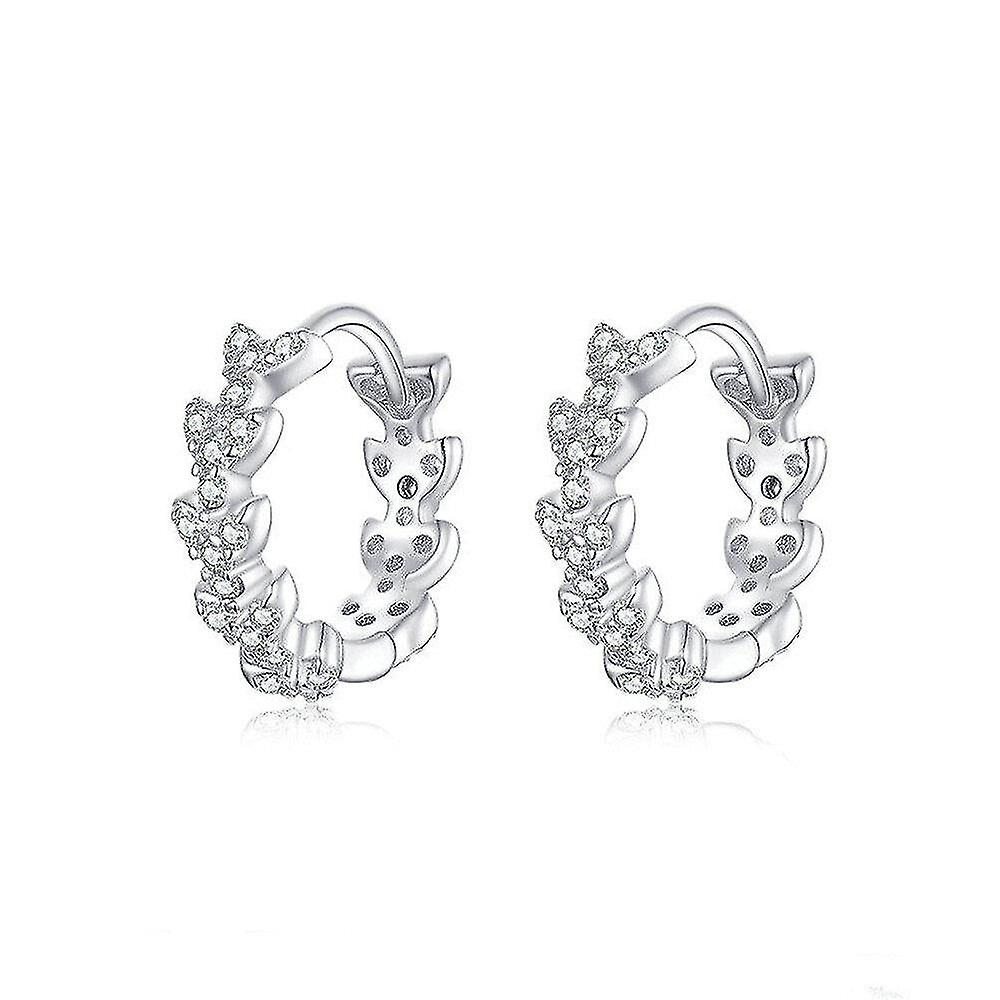 Foto 2 pulgar | Pendientes Huoguo Dazzling Hoop Para Mujer Chapados En Plata - Venta Internacional.