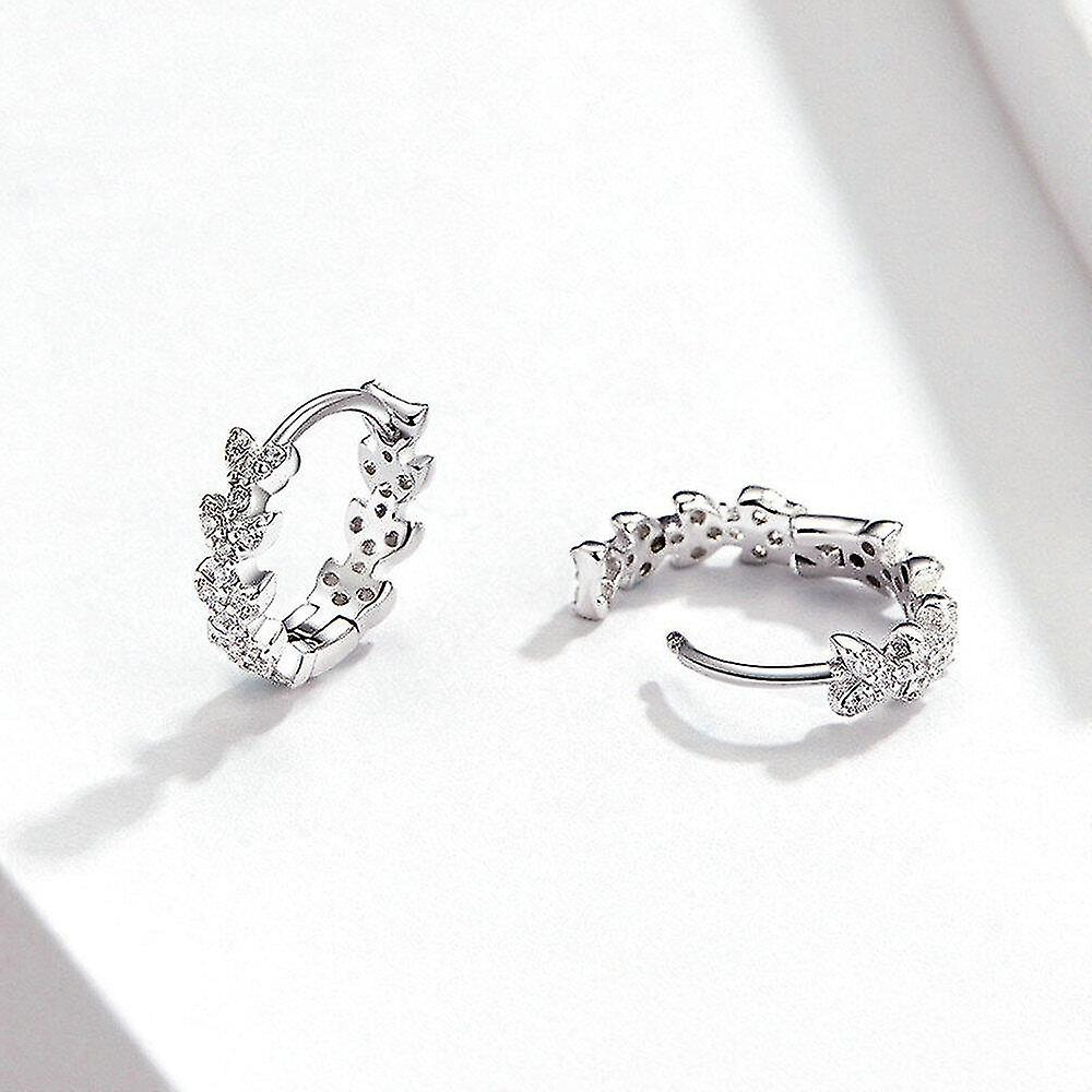 Foto 3 pulgar | Pendientes Huoguo Dazzling Hoop Para Mujer Chapados En Plata - Venta Internacional.