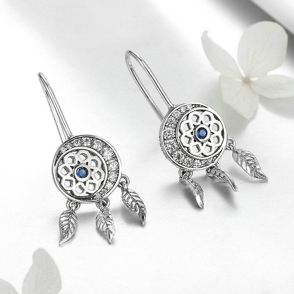 Foto 3 pulgar | Pendientes Huoguo Chapados En Plata Con Forma De Atrapasueños Para Mujer - Venta Internacional.