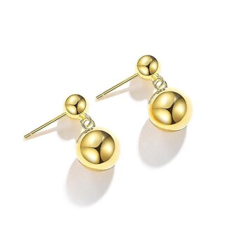 Foto 1 | Pendientes Huoguo Con Cuentas Redondas Simples Chapadas En Plata Para Mujer - Venta Internacional.