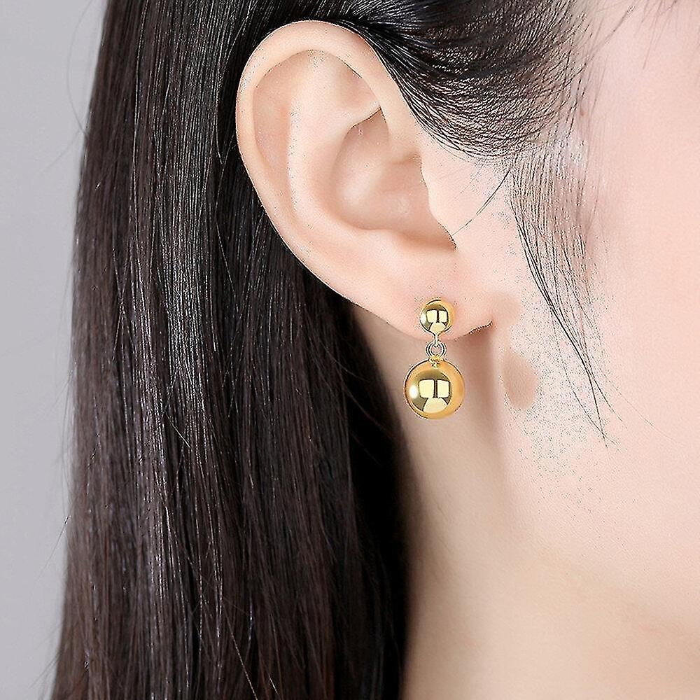 Foto 3 pulgar | Pendientes Huoguo Con Cuentas Redondas Simples Chapadas En Plata Para Mujer - Venta Internacional.