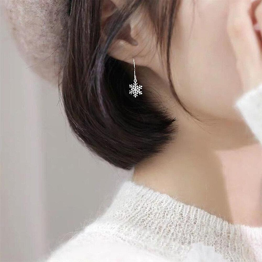 Foto 4 pulgar | Pendientes Huoguo Chapados En Plata Con Forma De Copo De Nieve Hueco  Juego De 3 - Venta Internacional.