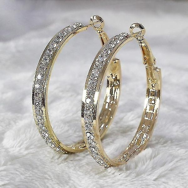 Foto 1 | Pendientes Huoguo  Chapados En Oro De 18 Quilates Con Cristales De Strass - Venta Internacional.