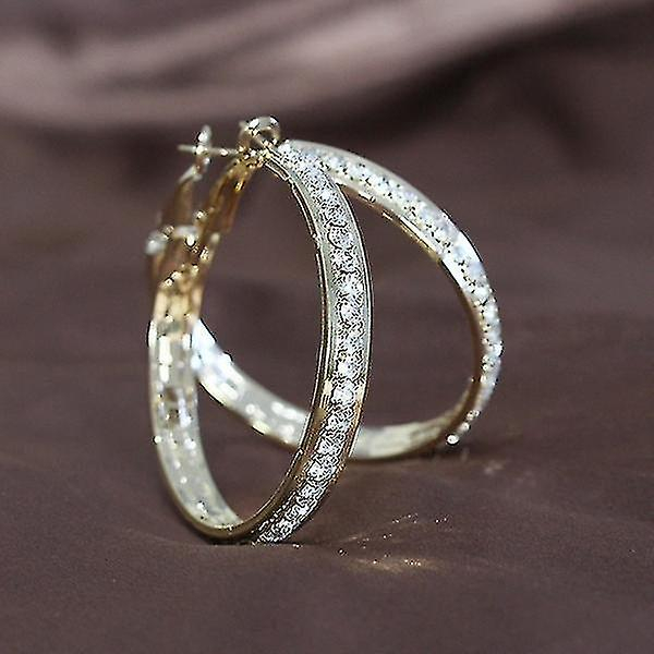 Foto 3 pulgar | Pendientes Huoguo  Chapados En Oro De 18 Quilates Con Cristales De Strass - Venta Internacional.