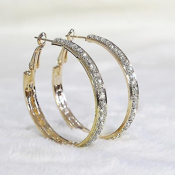 Foto 4 pulgar | Pendientes Huoguo  Chapados En Oro De 18 Quilates Con Cristales De Strass - Venta Internacional.