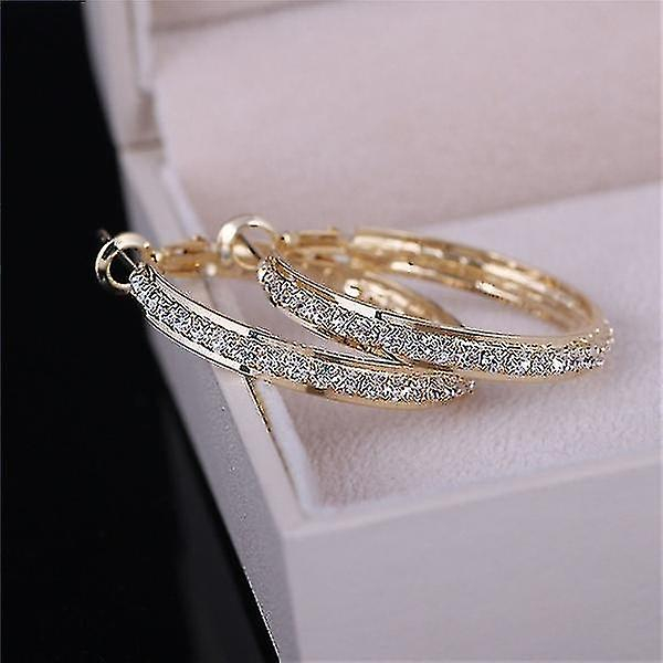 Foto 4 | Pendientes Huoguo  Chapados En Oro De 18 Quilates Con Cristales De Strass - Venta Internacional.