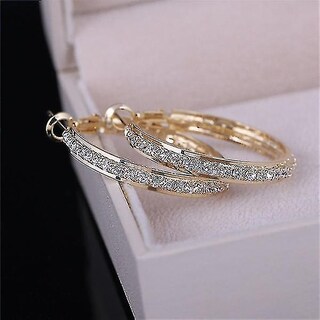 Foto 4 | Pendientes Huoguo Chapados En Oro De 18 Quilates Con Cristales De Strass - Venta Internacional.