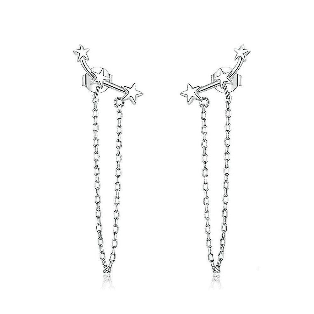 Foto 2 pulgar | Pendientes Huoguo  Cadena Larga Y Borla  Chapados En Plata - Venta Internacional.