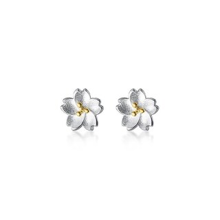 Foto 1 | Pendientes Huoguo Chapados En Plata Con Forma De Flor De Cerezo Para Mujer - Venta Internacional.