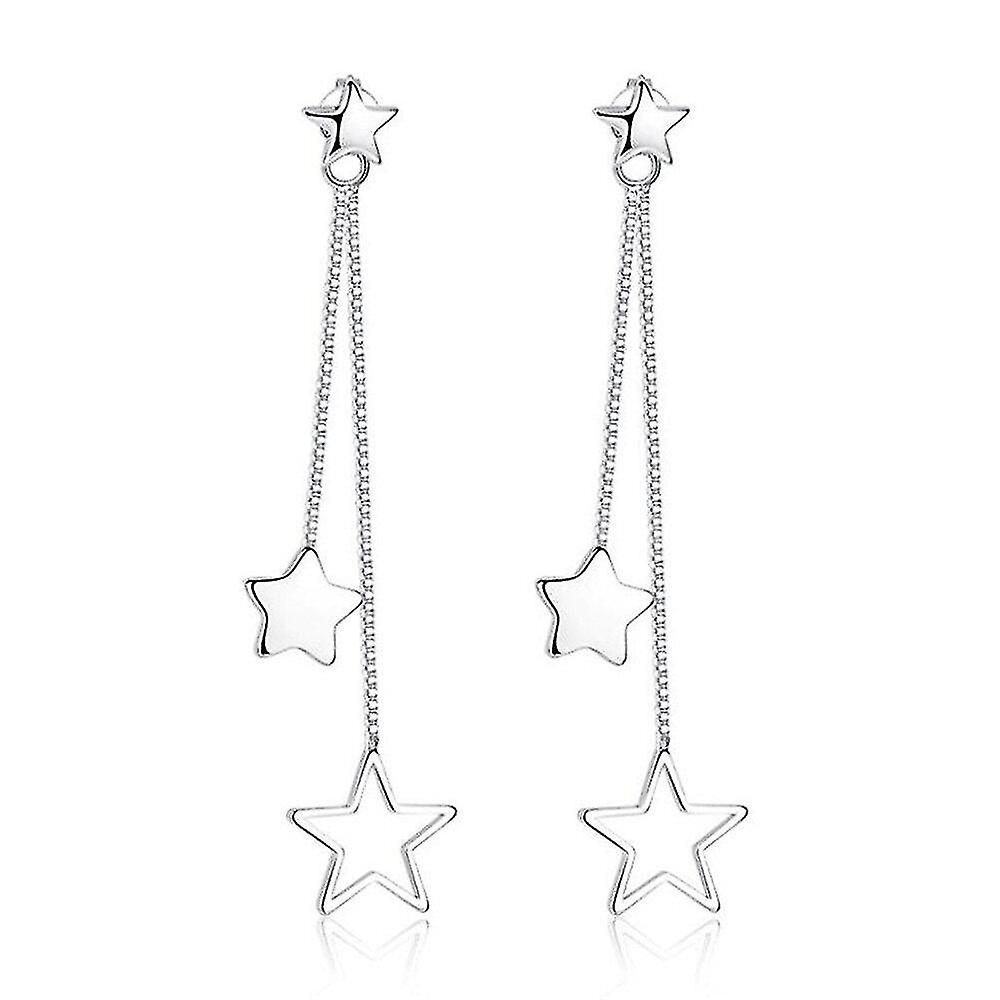 Foto 2 pulgar | Pendientes Huoguo Chapados En Plata Con Flecos Geométricos Para Mujer - Venta Internacional.
