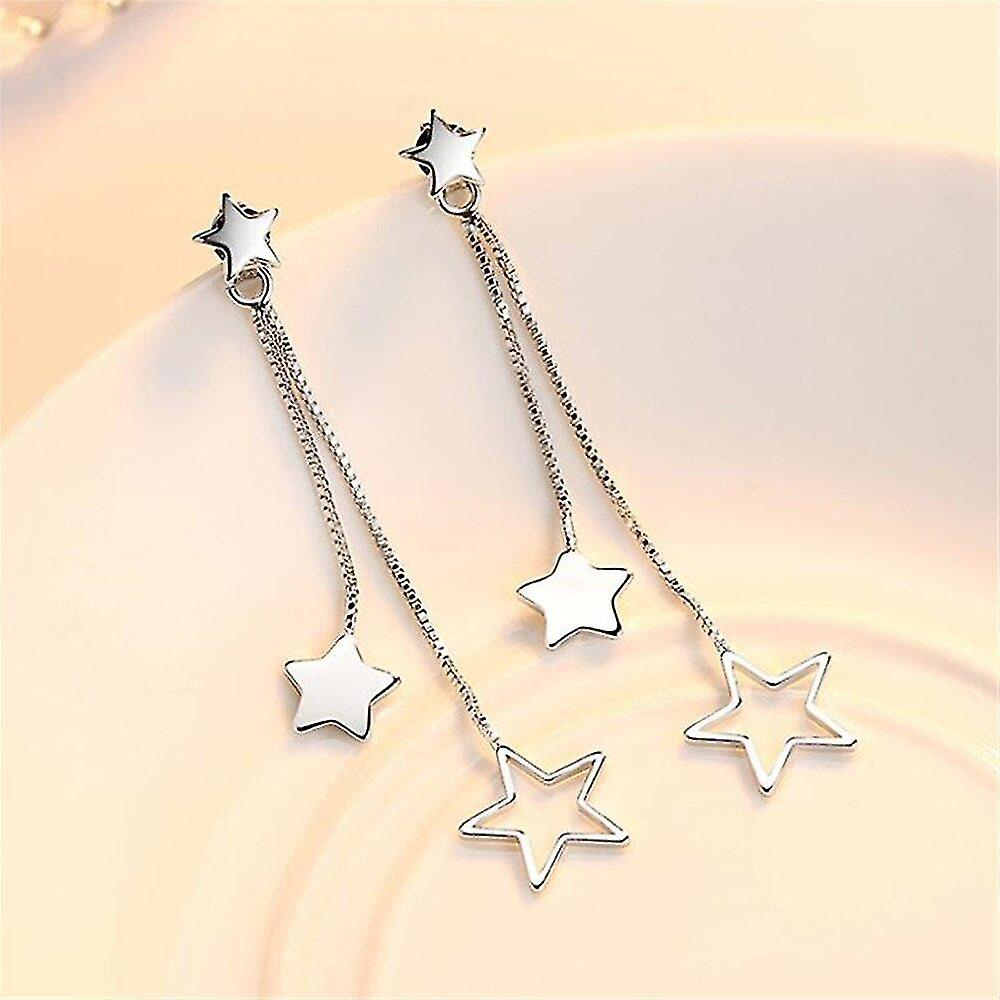 Foto 3 pulgar | Pendientes Huoguo Chapados En Plata Con Flecos Geométricos Para Mujer - Venta Internacional.