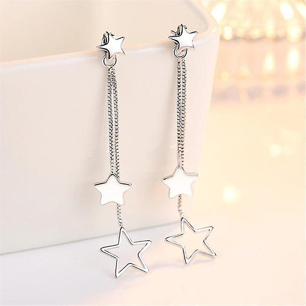 Foto 4 pulgar | Pendientes Huoguo Chapados En Plata Con Flecos Geométricos Para Mujer - Venta Internacional.