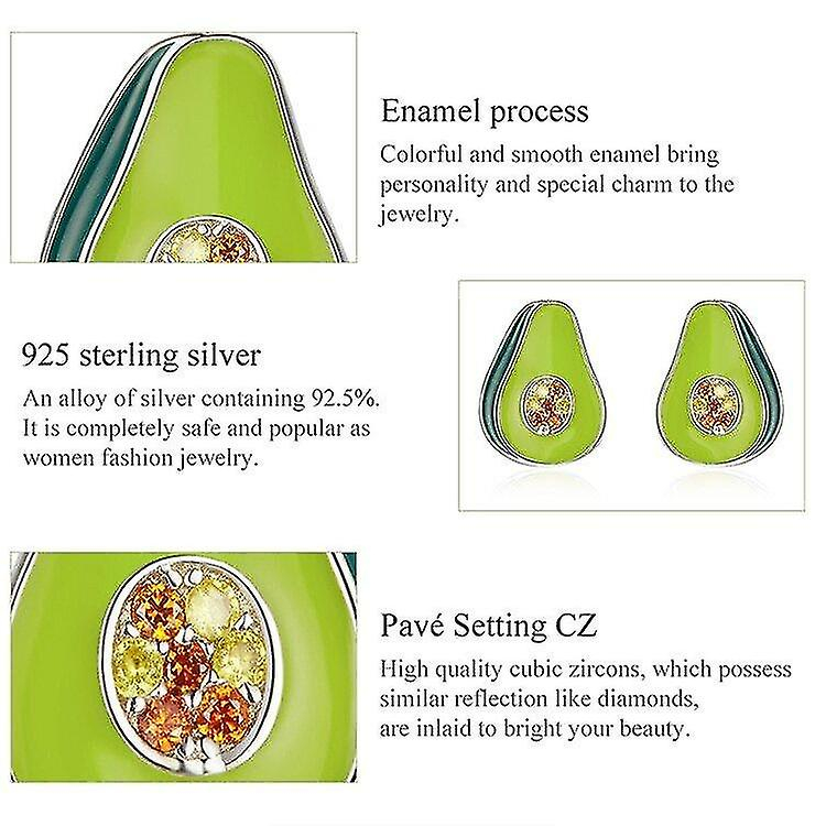 Foto 3 pulgar | Pendientes Bamoer De Plata De Ley 925 Con Forma De Aguacate - Venta Internacional.