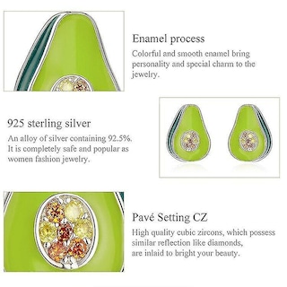 Foto 2 | Pendientes Bamoer De Plata De Ley 925 Con Forma De Aguacate - Venta Internacional.