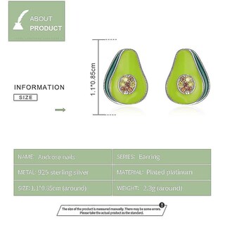 Foto 3 | Pendientes Bamoer De Plata De Ley 925 Con Forma De Aguacate - Venta Internacional.